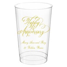Elegant Happy Anniversary Clear Plastic Cups