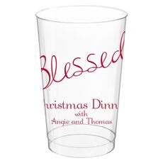 Expressive Script Blessed Clear Plastic Cups