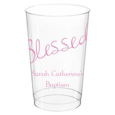 Expressive Script Blessed Clear Plastic Cups
