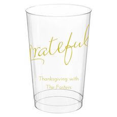 Expressive Script Grateful Clear Plastic Cups