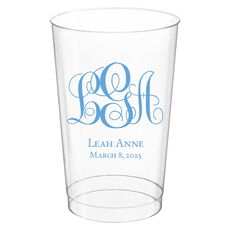 Fancy Script Monogram with Text Clear Plastic Cups