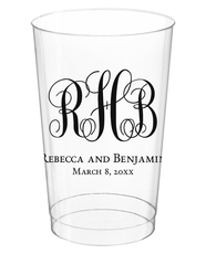 Fancy Script Monogram with Text Clear Plastic Cups