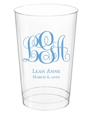 Fancy Script Monogram with Text Clear Plastic Cups