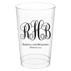 Fancy Script Monogram with Text Clear Plastic Cups