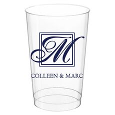 Framed Initial Plus Text Clear Plastic Cups