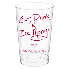 Fun Eat Drink & Be Merry Clear Plastic Cups