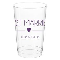 Just Married with Heart Clear Plastic Cups