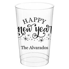 Hand Lettered Sparkle Happy New Year Clear Plastic Cups