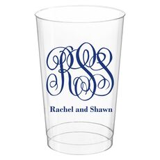 Large Script Monogram with Text Clear Plastic Cups