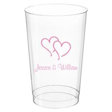 Modern Double Hearts Clear Plastic Cups