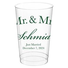 Mr  & Mrs Arched Clear Plastic Cups
