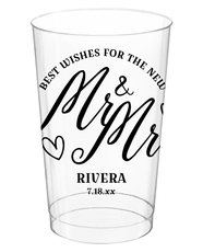 Mr. and Mrs. Best Wishes Clear Plastic Cups