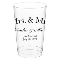 Mrs & Mrs Arched Clear Plastic Cups