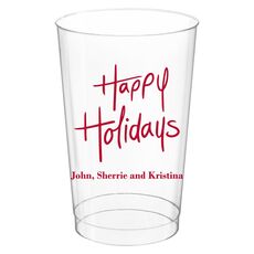Fun Happy Holidays Clear Plastic Cups