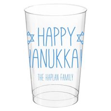 Hanukkah Jewish Stars Clear Plastic Cups