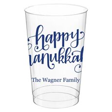 Hand Lettered Happy Hanukkah Clear Plastic Cups