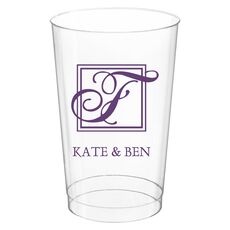 Pick Your Single Initial Monogram with Text Clear Plastic Cups