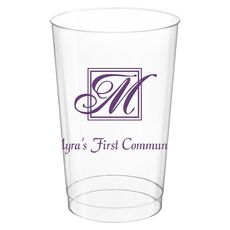 Pick Your Single Initial Monogram with Text Clear Plastic Cups