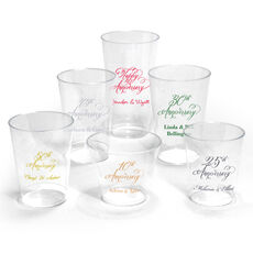 Pick Your Elegant Anniversary Year Clear Plastic Cups