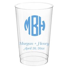 Rounded Monogram with Text Clear Plastic Cups