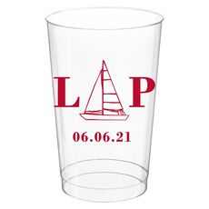 Sailboat Initials Clear Plastic Cups
