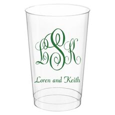 Script Monogram with Small Initials plus Text Clear Plastic Cups