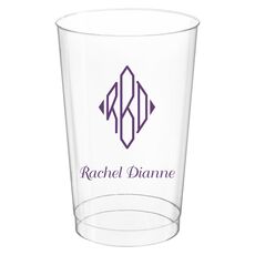 Shaped Diamond Monogram with Text Clear Plastic Cups