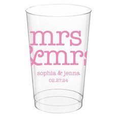 Stacked Happy Mrs & Mrs Clear Plastic Cups