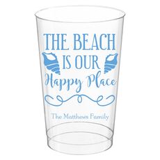 The Beach Is Our Happy Place Clear Plastic Cups