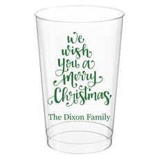 Hand Lettered We Wish You A Merry Christmas Clear Plastic Cups
