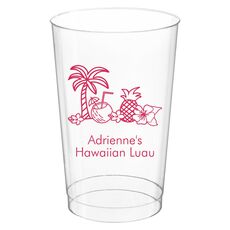 Tropical Hawaiian Luau Clear Plastic Cups