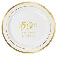 Pick Your Vintage Anniversary Premium Banded Plastic Plates