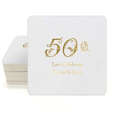 Pick Your Vintage Anniversary Square Coasters