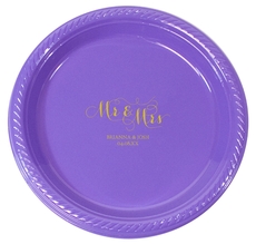 Scroll Mr & Mrs Plastic Plates