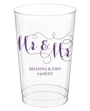 Scroll Mr & Mrs Clear Plastic Cups