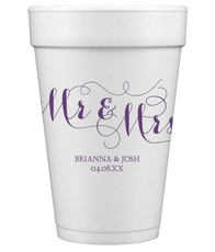 Scroll Mr & Mrs Styrofoam Cups