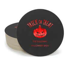 Trick or Treat Pumpkin Round Coasters