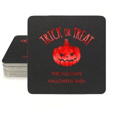 Trick or Treat Pumpkin Square Coasters