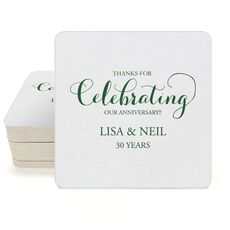 Thanks For Celebrating Any Event Square Coasters