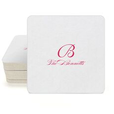 Pick Your Initial Monogram with Text Square Coasters