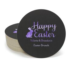 Script Happy Easter Bunny Round Coasters