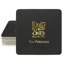 New Year's Countdown Square Coasters