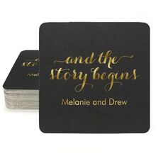 And the Story Begins Square Coasters