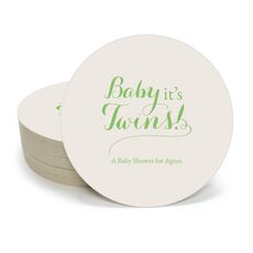 Baby It's Twins Round Coasters