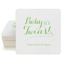 Baby It's Twins Square Coasters