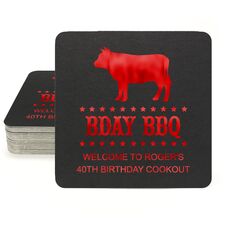 BBQ Cow Square Coasters