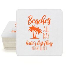 Beaches All Day Square Coasters