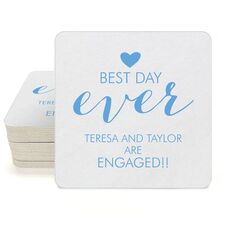 Best Day Ever with Heart Square Coasters