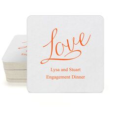 Expressive Script Love Square Coasters