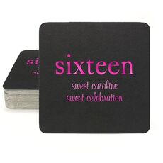 Big Number Sixteen Square Coasters